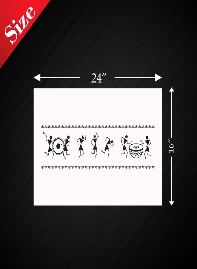 StenCart Warli Tribal Art Pack of 4 Reusable Wall Stencil Design Stencil for Wall Painting Home Wall Decoration(16 inch x 24 inch)-Suitable for Room Decor,Ceiling and Floors Stencil - Image 2